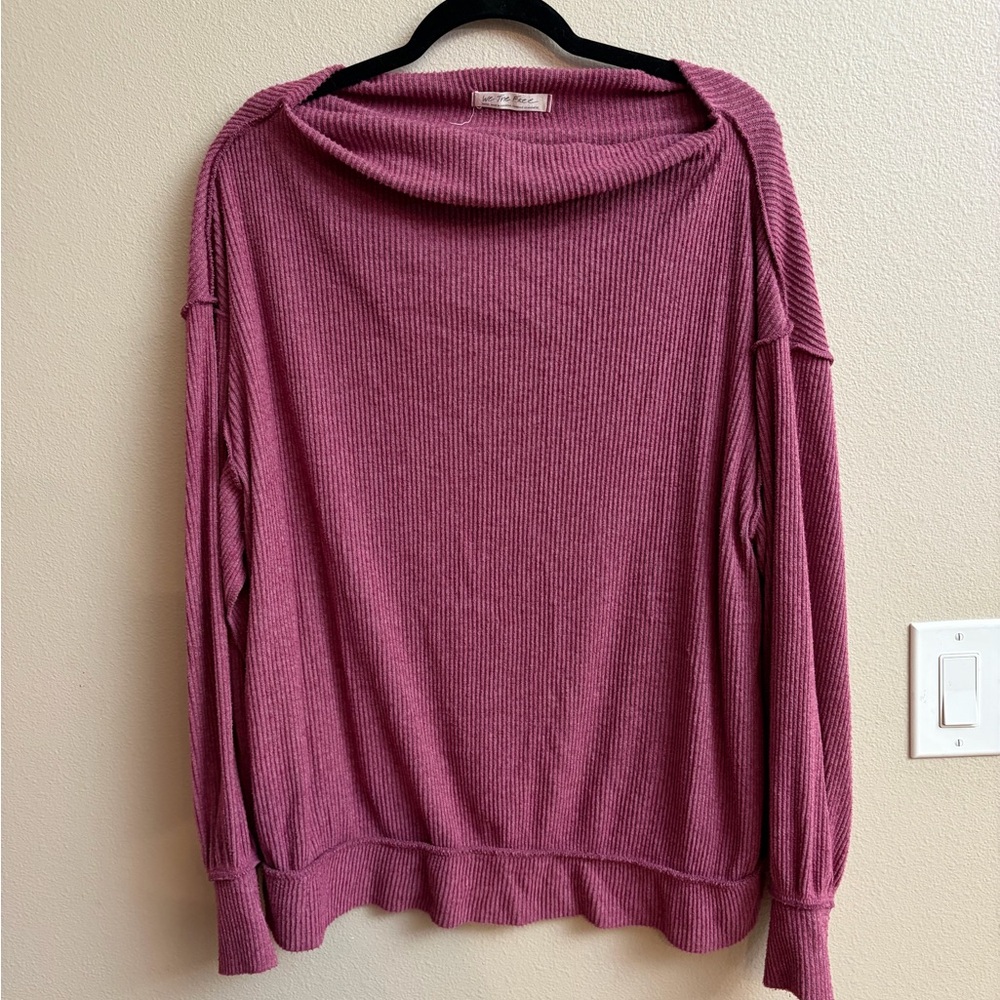 Free People We the Free Sweater Oversized Relaxed Small Cranberry Pink Boxy